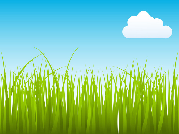 空の雲で自然な草 - ベクター画像