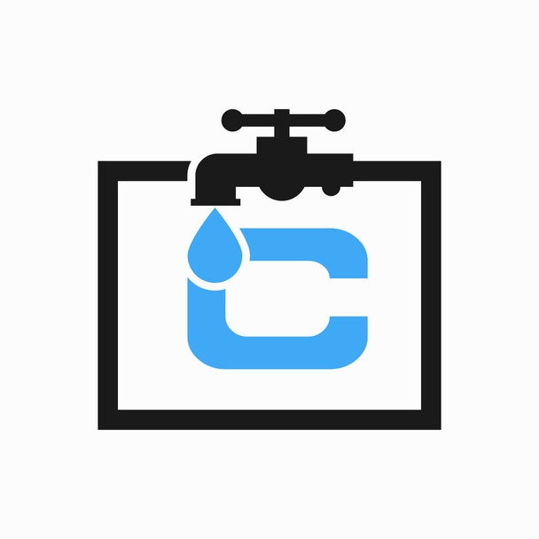Γράμμα Γ Υδραυλική Σχεδιασμός Λογότυπου. Πρότυπο λογότυπου υδραυλικού νερού - Διάνυσμα, εικόνα