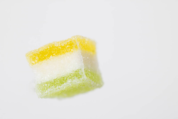 sugar coated jelly with beautiful colors on white background with copy space - Photo, image
