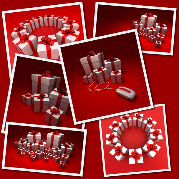 Collage of red gifts  - Valokuva, kuva