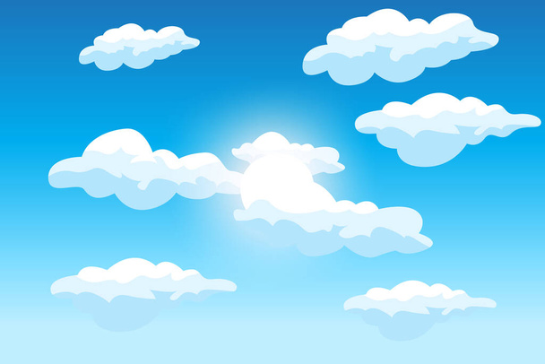 Σχεδιασμός συννεφιών, απεικόνιση τοπίου στον ουρανό, Διακόσμηση διάνυσμα, πανό και αφίσες - Διάνυσμα, εικόνα