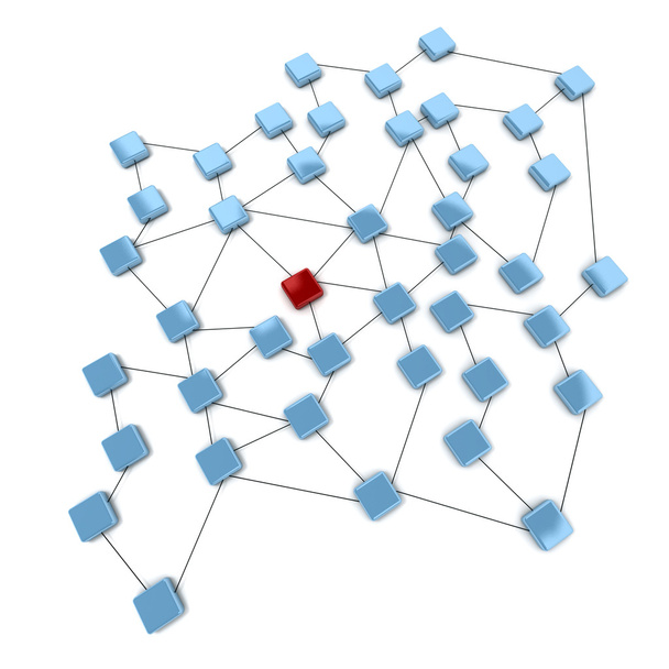 Blauwe en rode netwerk - Foto, afbeelding