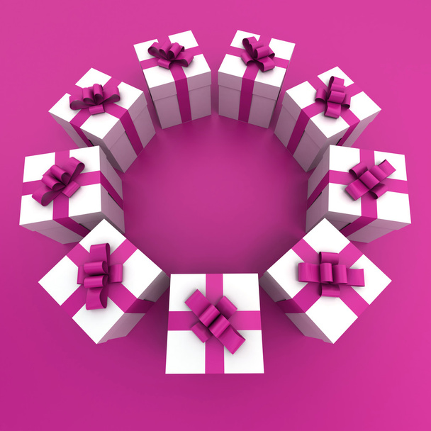 pink and white gift boxes circle - Фото, зображення