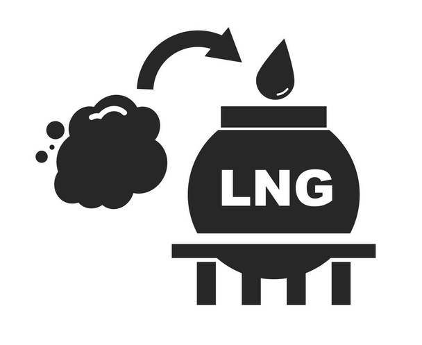 Gás natural para GNL e entrando no ícone da silhueta do tanque de GNL. Vetor editável. - Vetor, Imagem