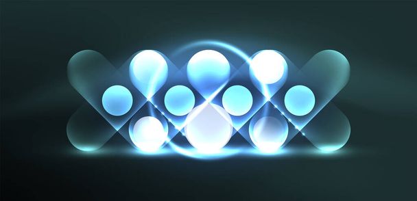 Abstraktní zářící neonové světlo techno kruhy pozadí - Vektor, obrázek