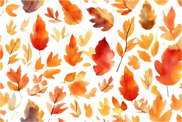 watercolor set vector illustration of red orange leaves isolate on white background. - Vektori, kuva