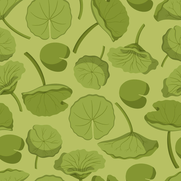 Seamless Pattern With Elegant Water Lilies, Depicting Their Serene Beauty And Graceful Floating Leaves, Perfect For Adding A Touch Of Tranquility To Any Design Project. Cartoon Vector Illustration - Vektör, Görsel