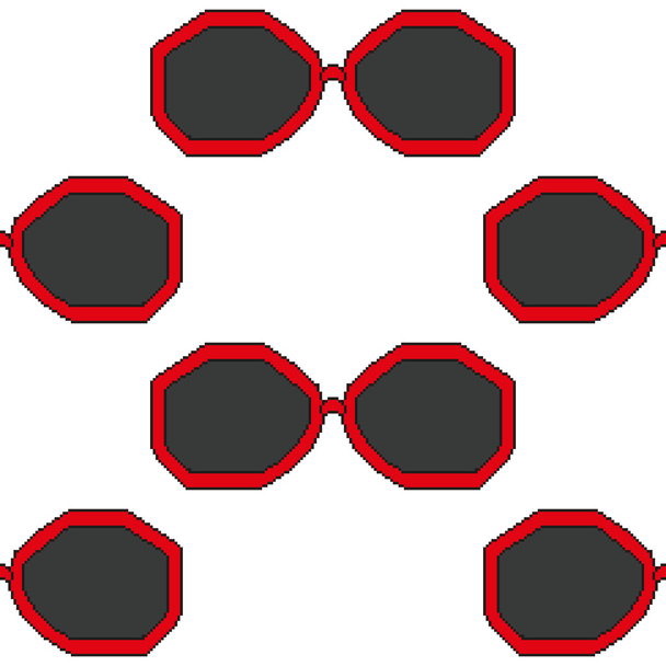 pixel kunst zonnebril met rode rand naadloze patroon - Vector, afbeelding