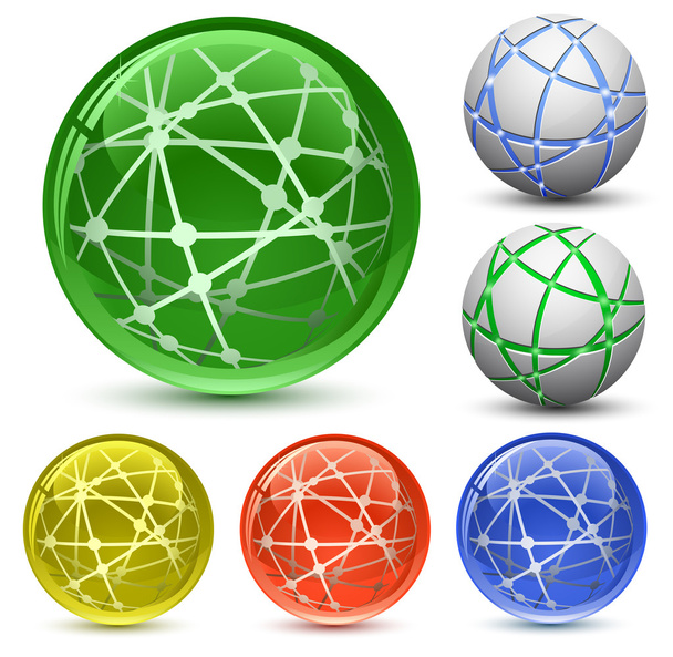 abstrakte Globussymbole gesetzt - Vektor, Bild