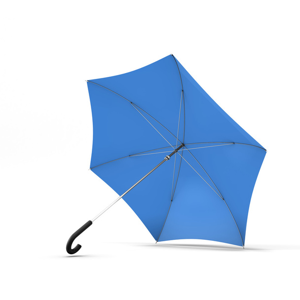 Open blue umbrella isolated on a white background - 写真・画像