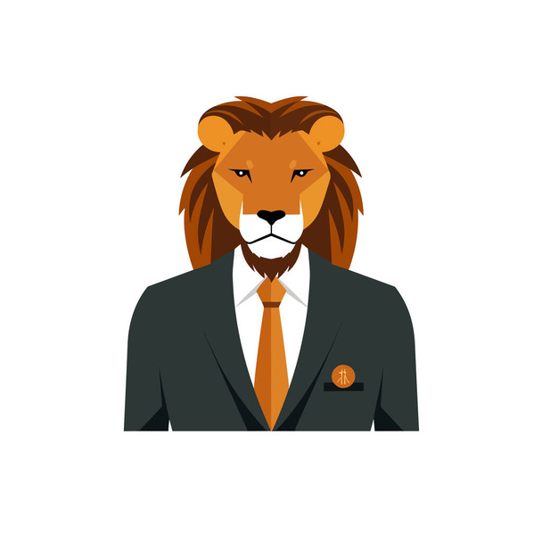Man with lion head in a suit vector isolated - Vector, Image