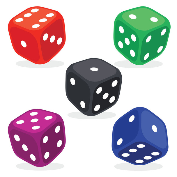 Vector Illustration Of Flat Dices - Vector, Image