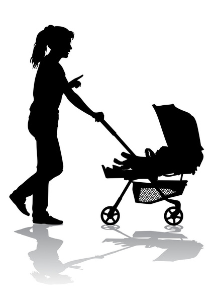 Anya gyermekével, séta - Vektor, kép