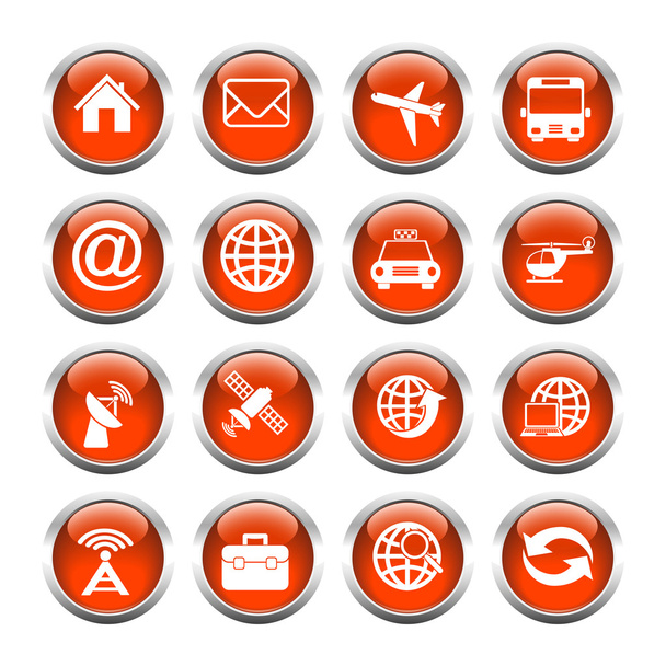 Set of buttons for web, globe, mail, transportation, home. - Vetor, Imagem