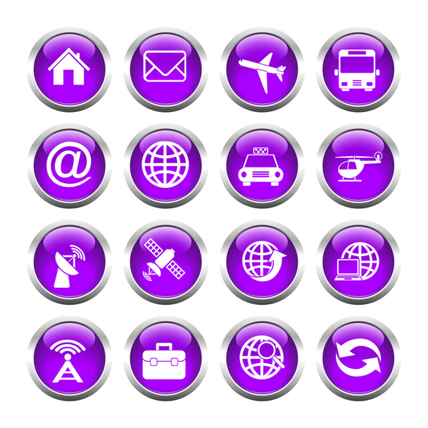 Set of buttons for web, globe, mail, transportation, home. - ベクター画像