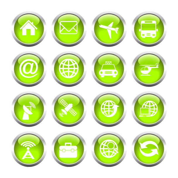 Set of buttons for web, globe, mail, transportation, home. - Vecteur, image