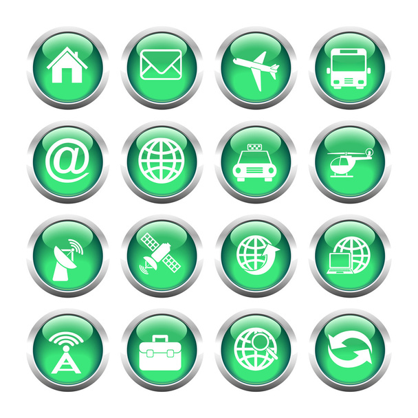 Set of buttons for web, globe, mail, transportation, home. - Вектор, зображення