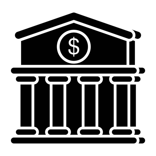 Un icono de diseño plano del edificio del banco - Vector, imagen