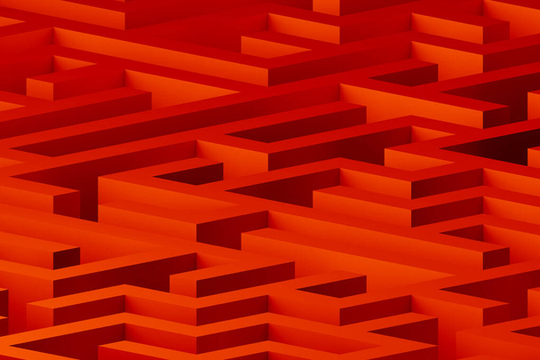 Close-up on a 3D red maze. - Photo, Image