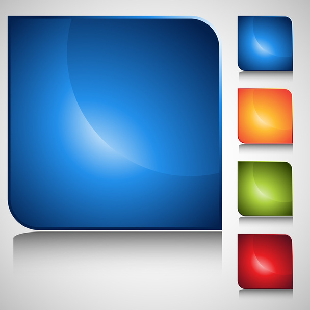 Square Button Icon Set - Vector, afbeelding