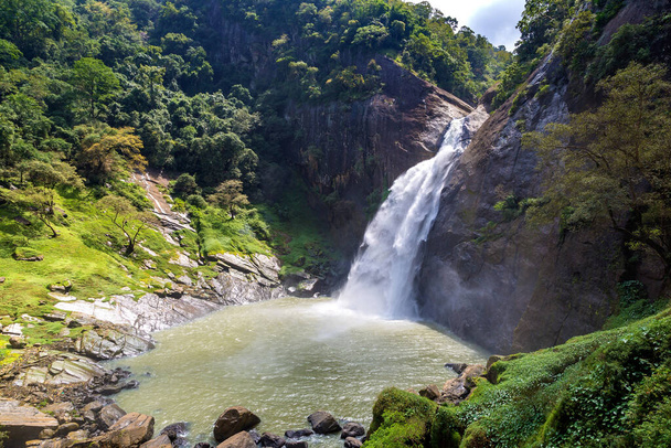 Dunhinda waterfall in a sunny day in Sri Lanka - Fotó, kép