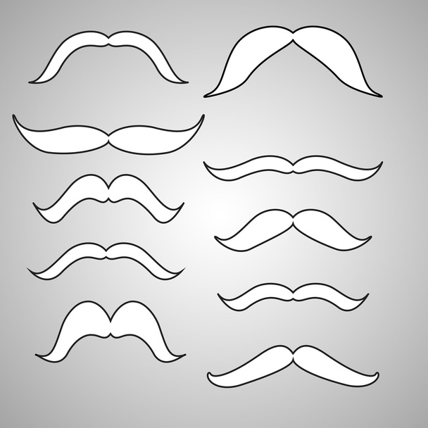 Set of mustache (mustache collection), retro style, vector illus - Vector, Image