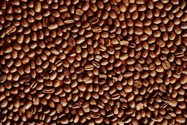 Zwarte koffiebonen. gebrande koffie - Foto, afbeelding