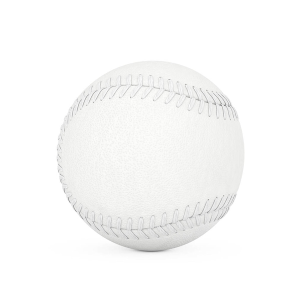 Biała piłka baseballowa w stylu gliny na białym tle. 3d Renderowanie  - Zdjęcie, obraz