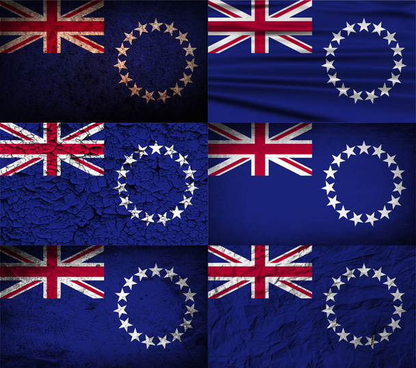 Vlajka Cookových ostrovů se starým texturou. Vektor - Vektor, obrázek