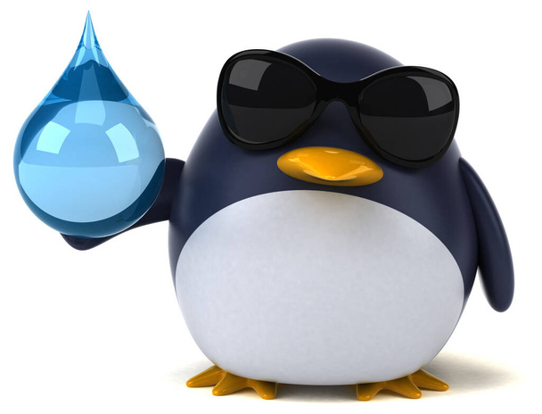 Fun penguin with drop  - 3D Illustration - Фото, изображение