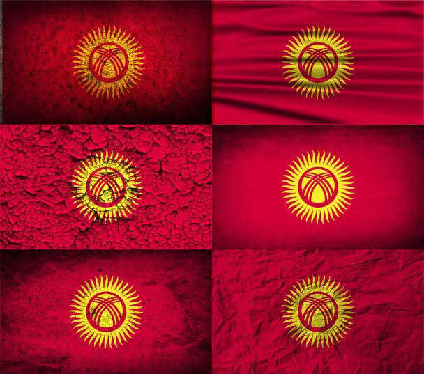 Kirgizisztán zászlaja régi textúra. Vektor - Vektor, kép