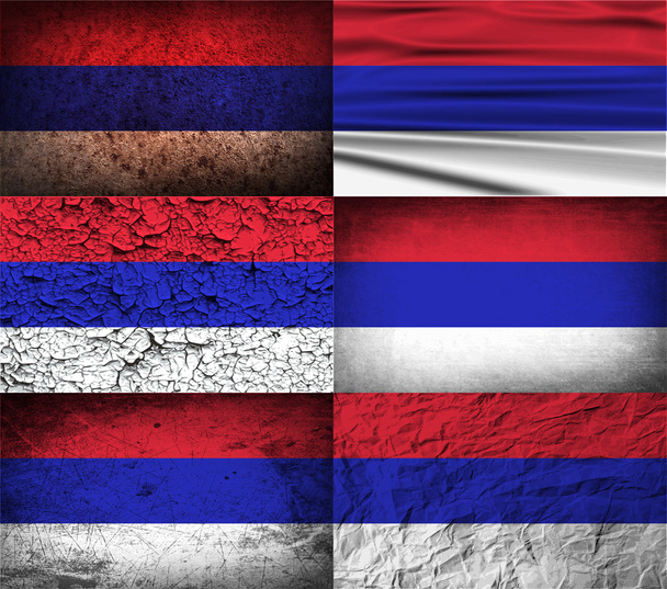 Σημαία της Σερβικής Δημοκρατίας, με την παλιά υφή. Διάνυσμα - Διάνυσμα, εικόνα