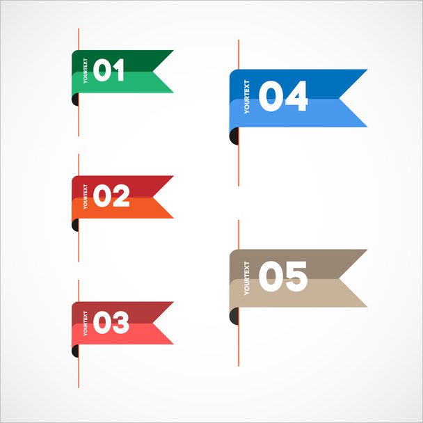 Bookmark Flags  with numbers - Διάνυσμα, εικόνα