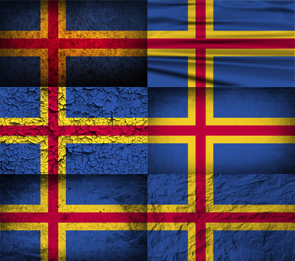 Σημαία της Aland με την παλιά υφή. Διάνυσμα - Διάνυσμα, εικόνα