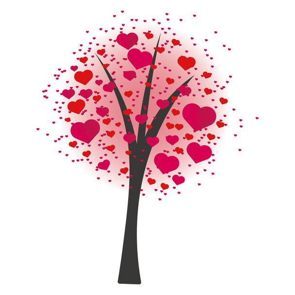 δέντρο με καρδιές, σύμβολο εικονογράφηση διάνυσμα ειδώλιο - Διάνυσμα, εικόνα