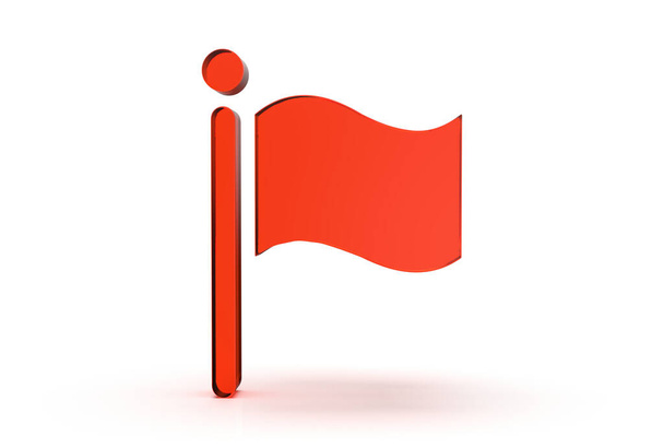 Icono de bandera 3d renderizado aislado sobre fondo blanco con sombra - Foto, Imagen