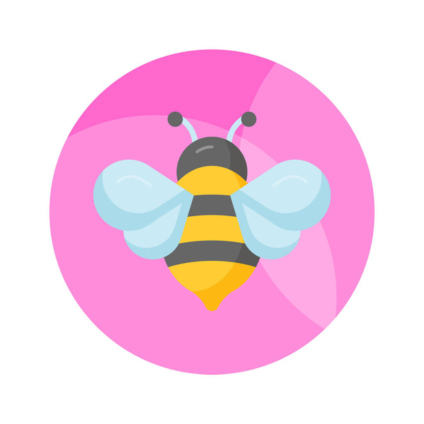 現代的なスタイルで蜂蜜蜂の編集可能なベクトル、飛んで昆虫のアイコン - ベクター画像