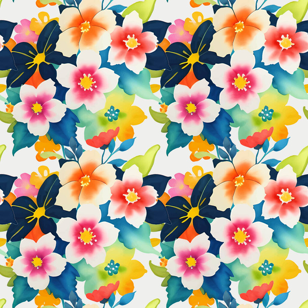 Floral shape watercolor seamless pattern. Vector illustration. - Vektör, Görsel