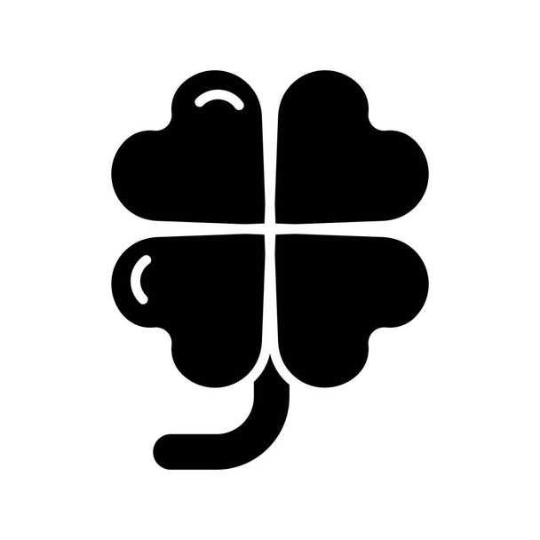Une fleur à quatre pétales, signe de chance, icône plate de trèfle, conception vectorielle premium du personnage du jeu - Vecteur, image