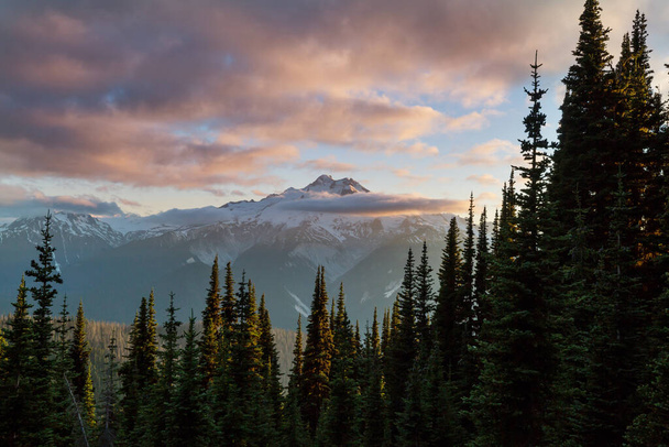 North Cascade Range, Washington, ABD 'deki güzel dağ zirvesi. - Fotoğraf, Görsel