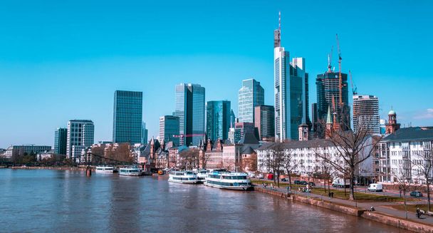 Frankfurt, Germany - April 5, 2023 - panoramic view of Frankfurt skyline - Valokuva, kuva