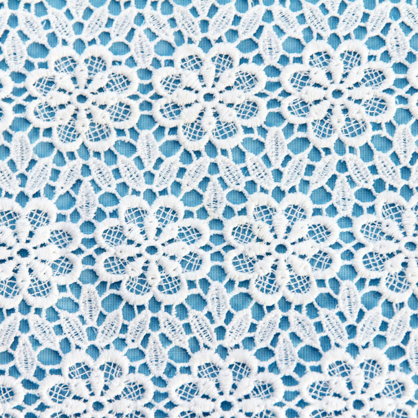 Fabric beauty double white-blue material with symmetrical pattern for tailoring tablecloths and other products - Фото, зображення