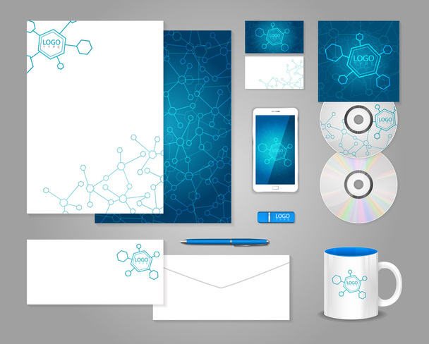 Corporate identity template with molecules - Vector, afbeelding