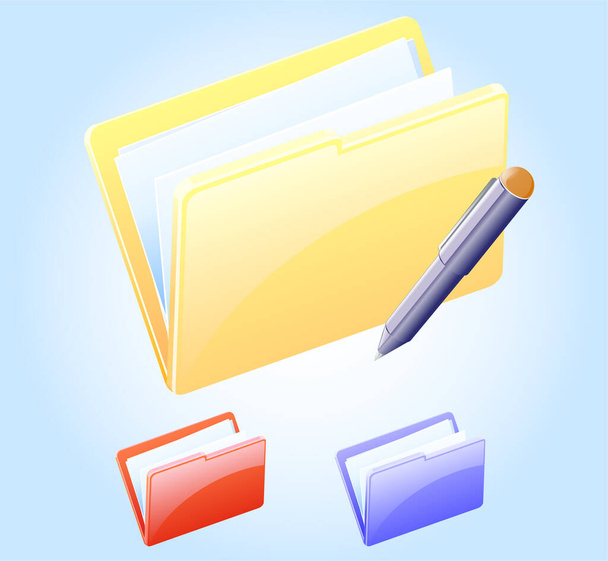 3 d illustration, folder and documents  - Vector, Image