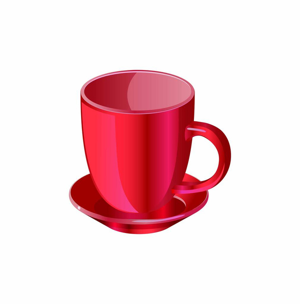 taza de café rojo con recorte camino aislado sobre fondo blanco. - Vector, Imagen
