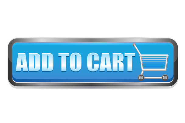 shopping cart square blue web sticker  - ベクター画像