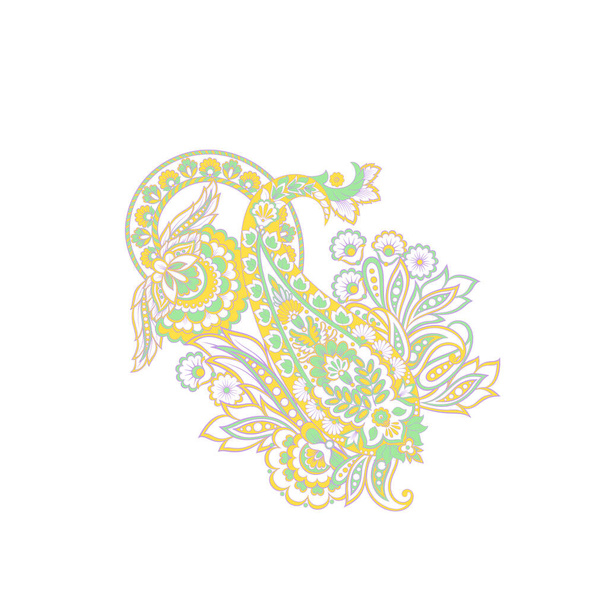 Patrón aislado vector Paisley. Ilustración floral vintage en estilo batik - Vector, imagen