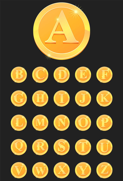 gouden munten abc icoon, vector illustratie - Vector, afbeelding