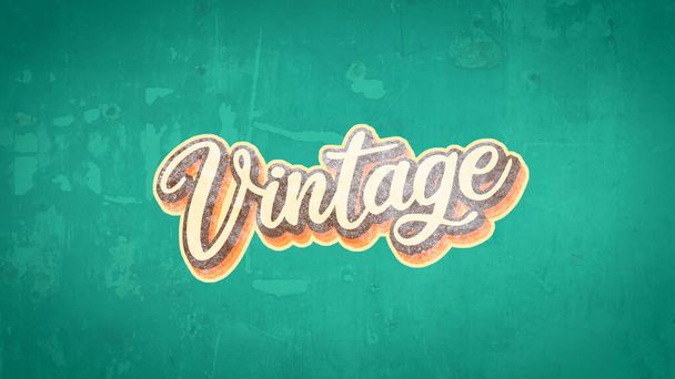 vintage text with texture and turquoise green background on patterned old wall - Foto, imagen