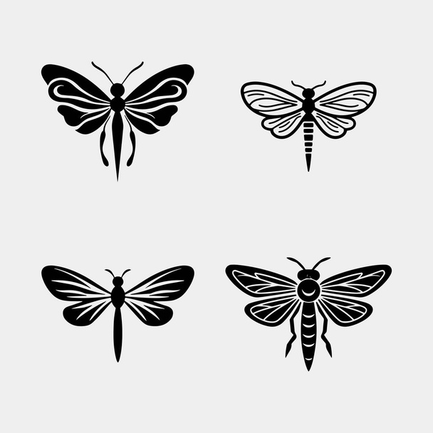 set of dragonfly vector isolated on white background - Wektor, obraz